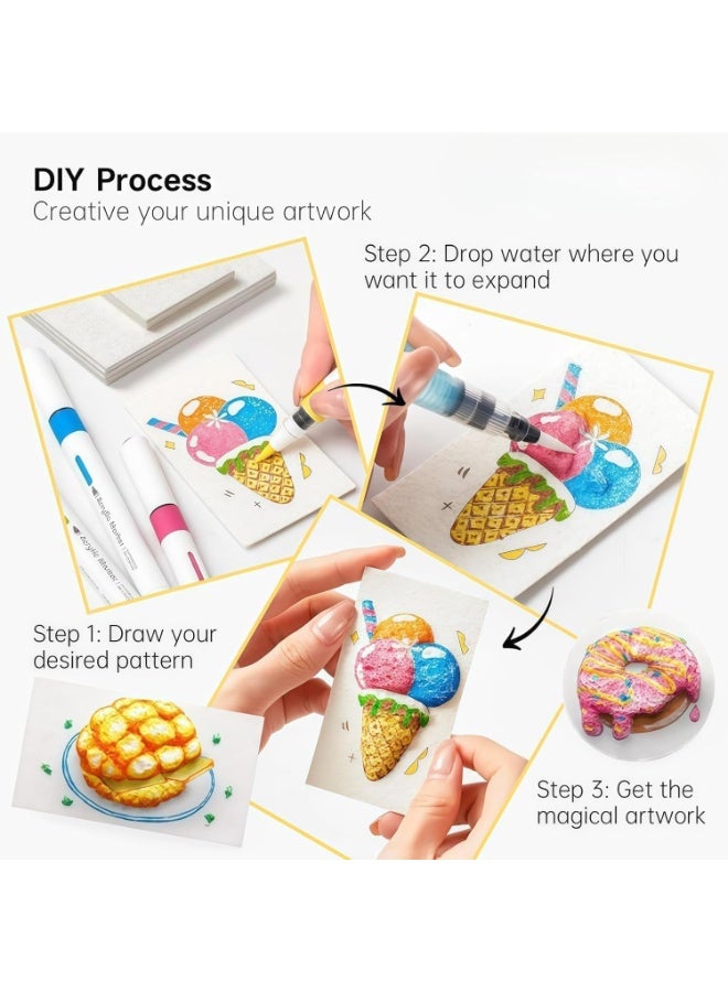 OSHIMA Diy 3D Painting Kit, Foam Texture Painting Paper Kids Creative Art Set, Safe Magic Fluffy Paint and Fluffy Paint Paper for Arts & Crafts (Rectangle) - Image 3